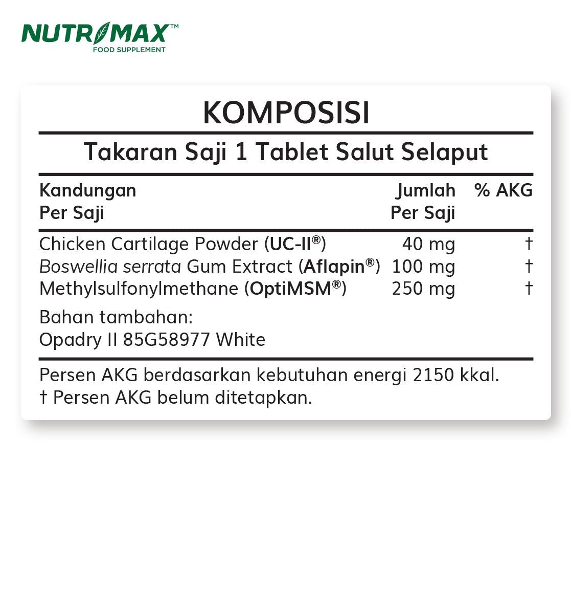 Nutrimax Joint Champ 30 Tablet Membantu Kesehatan Persendian