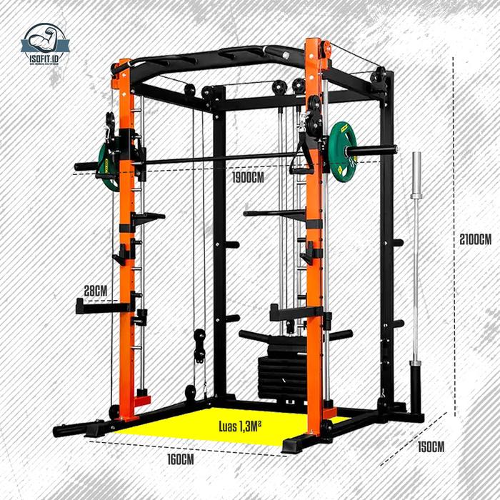 Multifunctional Smith Machine Trainer / Premium Squat Power Rack Bench Press Cable SD-5515BOK