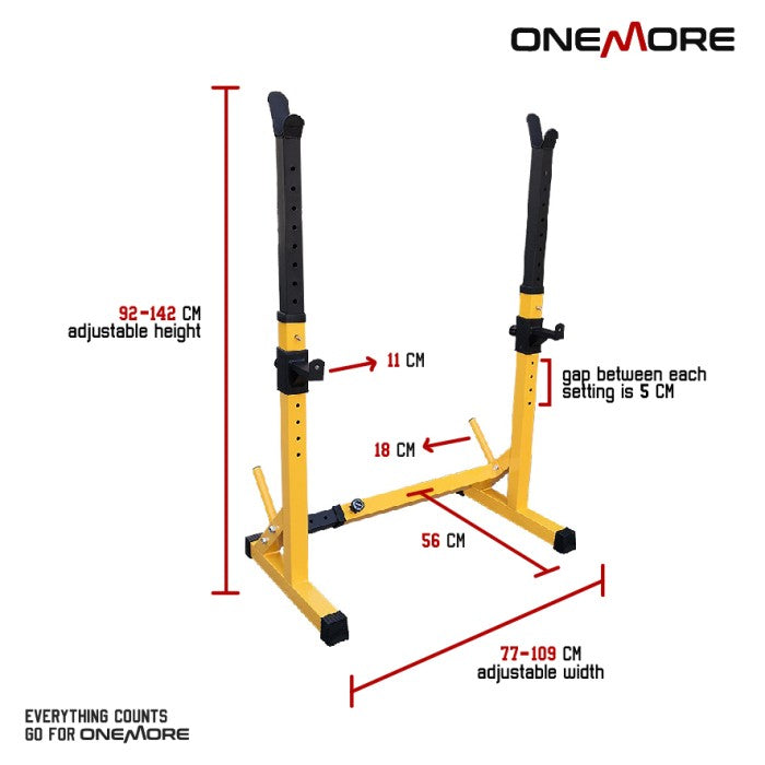 ONE MORE Adjustable Connected Squat Rack Tiang Rak Barbell - SINGLE (HITAM)