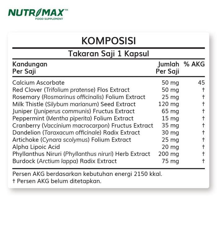 Nutrimax Livomax untuk Detoksifikasi Kesehatan Tubuh Isi 30 Naturecaps