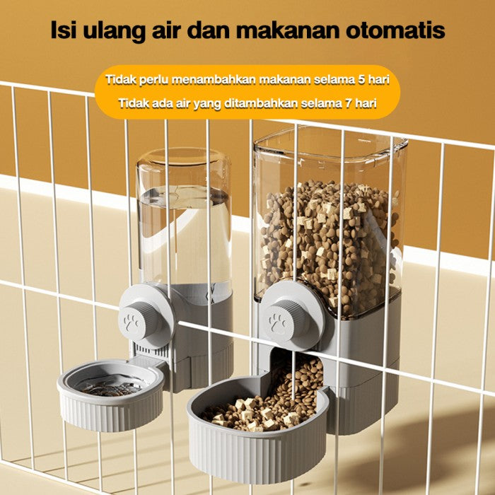 OneTwoFit Tempat Makan Kucing Gantung Pet Food Water Dispenser - Paket kombinasi