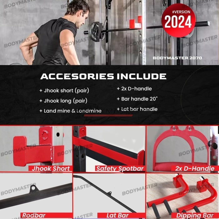 BODYMASTER Smith Machine BM-2080 - Squat Power Rack Bench Press Cable - Alat saja, TOPED