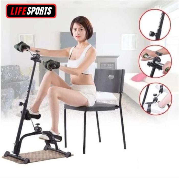 Sepeda Statis Terapi Pedal Exerciser untuk latihan kaki dan tangan Lansia Olahraga Gym lifesports