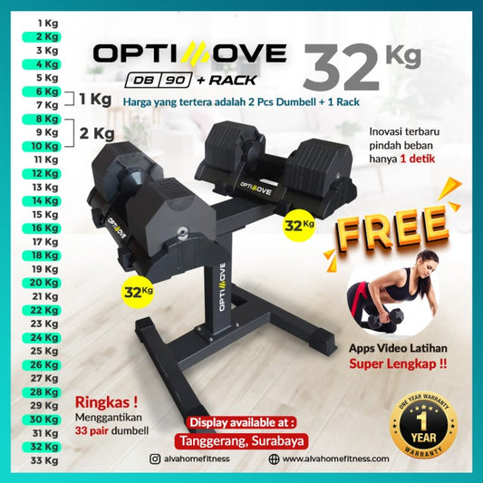 DB-90 Adjustable Hexa Dumbell Set + Rack. Bukan Nuobell Flexbell