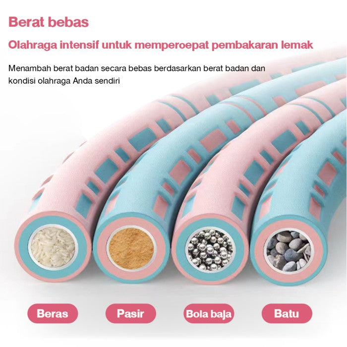 OneTwoFit Hula Hoop Foam Massage Hula Hoop Portable Olahraga Di Rumah - biru merah muda