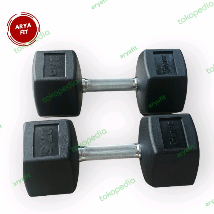 Hexagonal Rubber Dumbbell 2×27,5kg