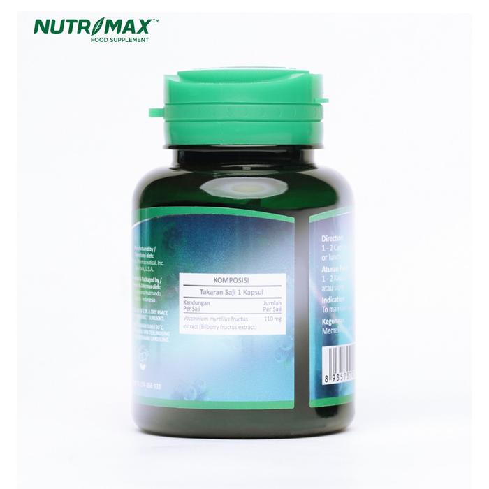 Nutrimax Bilberry Extract Anti Oksidan Iritasi Gatal Glaukoma Katarak Rabun Senja Mata Matah Lelah Mengatasi Gangguan Pencernaan Wasir - 30 Kapsul