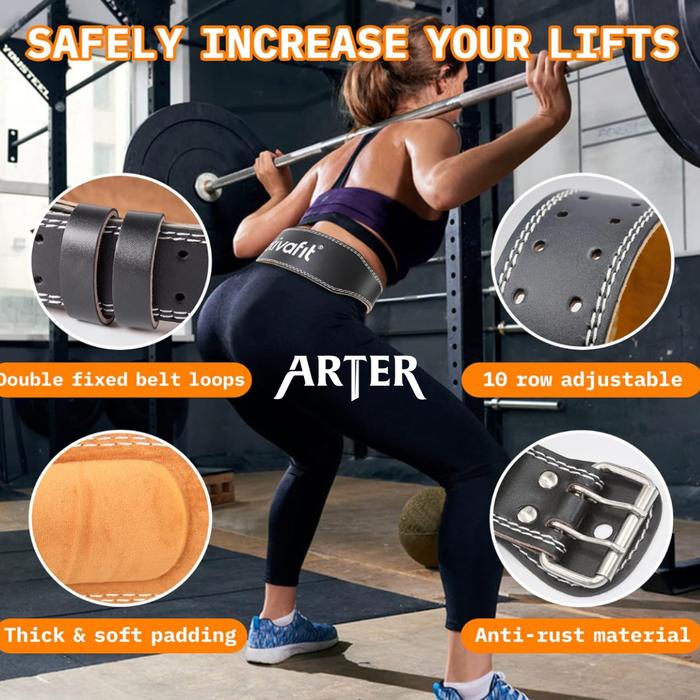 ARTER Gym Belt Weightlifting Kulit Sabuk Fitness Angkat Beban Powerlifting Deadlift Squat Back Support Spine Bench Press - S