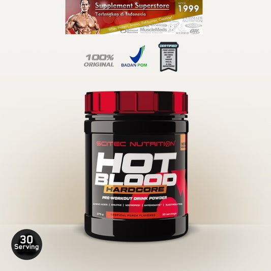 Scitec - HOT BLOOD HARDCORE 375gram Tropical Punch - Tanpa bonus