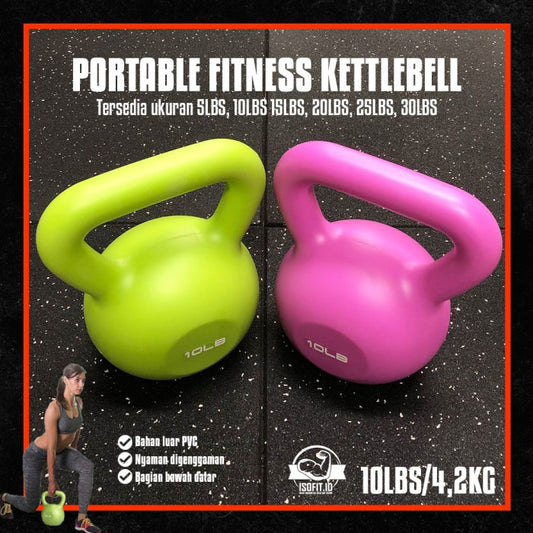 KettleBell 10-LBS / Ketel Bel / Kettle Bell / Alat Angkat Beban / Alat Squat Fitness Rumah bahan PVC Vinyl Halus