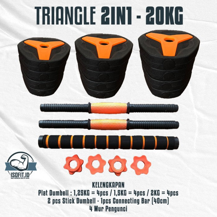 DUMBELL SET / Barbel / Alat Angkat Beban / Alat Fitness - TRI 2IN1-20KG