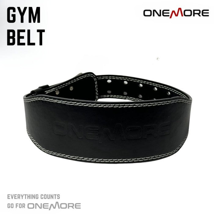 ONE MORE Leather Gym Belt Sabuk Fitness Premium - S