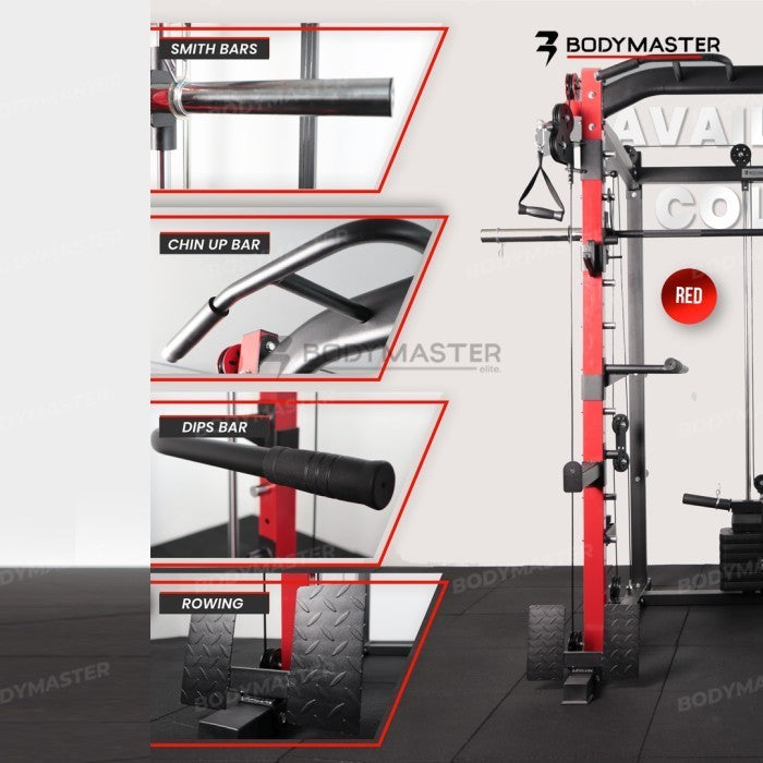 BODYMASTER Smith Machine BM-2070 - Power Rack Functional Bench Press - Alat Saja Red, BELUM ONGKIR