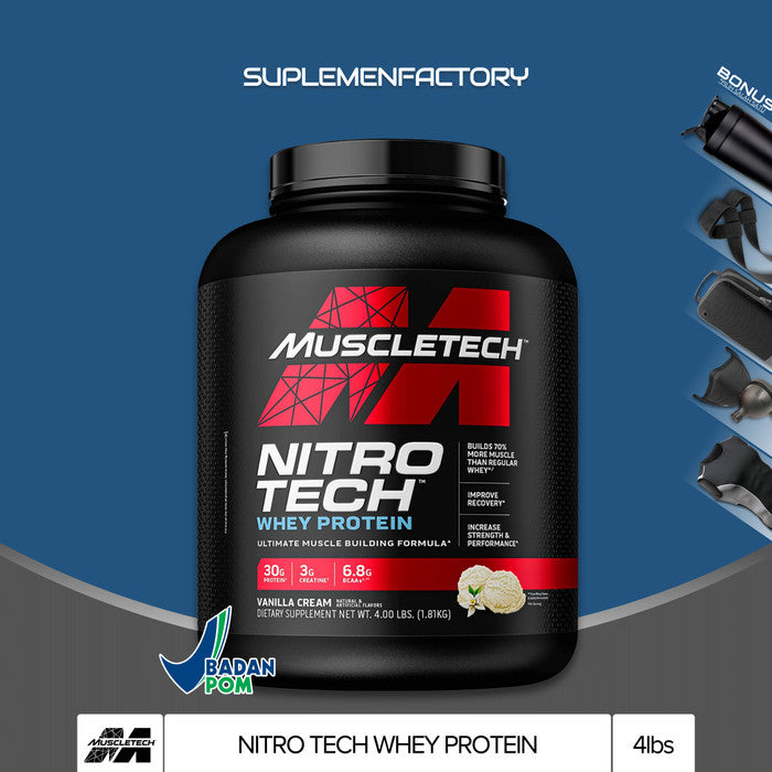 NITROTECH 4 LBS MUSCLETECH NITRO TECH 4LBS WHEY PROTEIN ISOLATE - Coklat