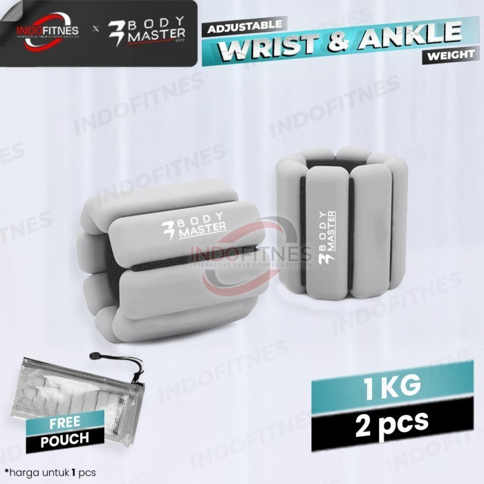 BODYMASTER Ankle Wrist Adjustable Weight Pemberat Tangan Kaki 1KG - 1 pcs, Hitam