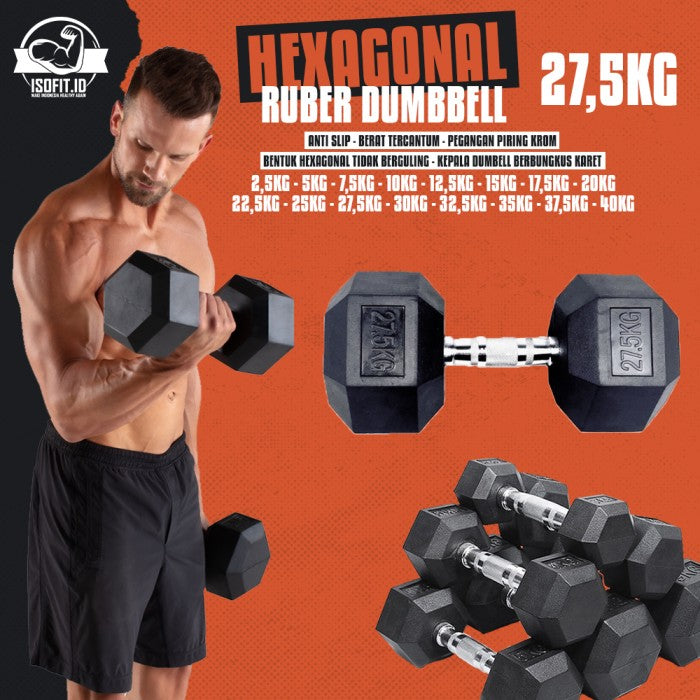 Hex Rubber Dumbell / Barbel Hexagonal Karet - 2,5 KG