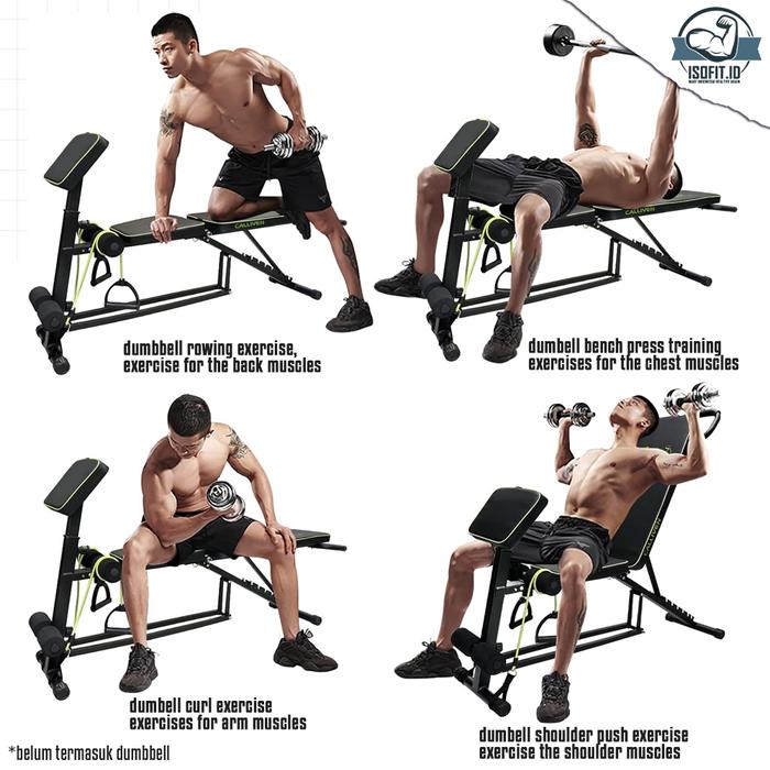 Adjustable Bench Press / Kursi Gym Multifungsi / Kursi Latihan Kebugaran dengan tali resistensi - YLD-53