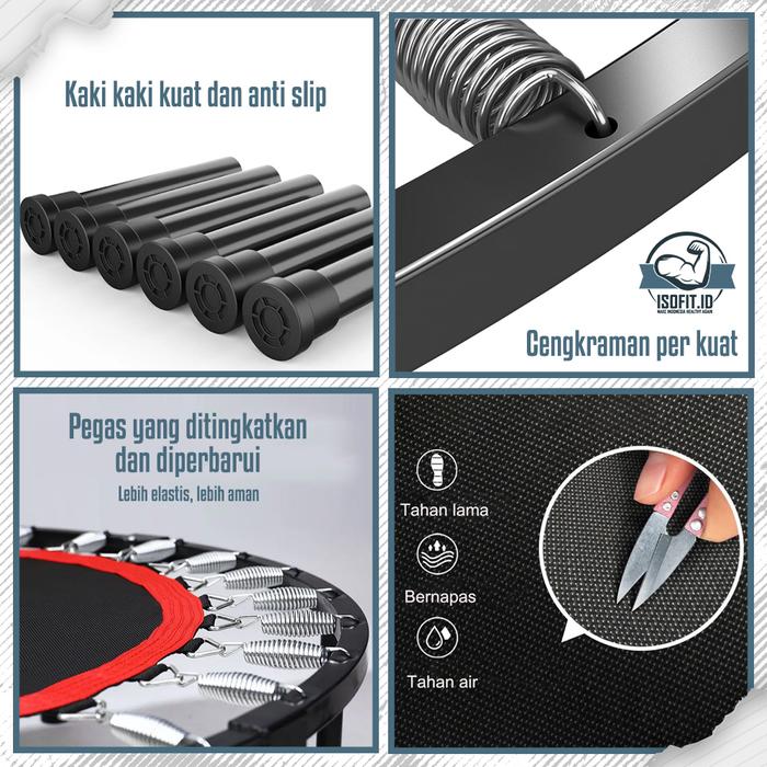 Folding Exercise Trampoline 40inch / Latihan Lompat bisa dilipat diamter 100cm (BC005) - Dengan Pegangan
