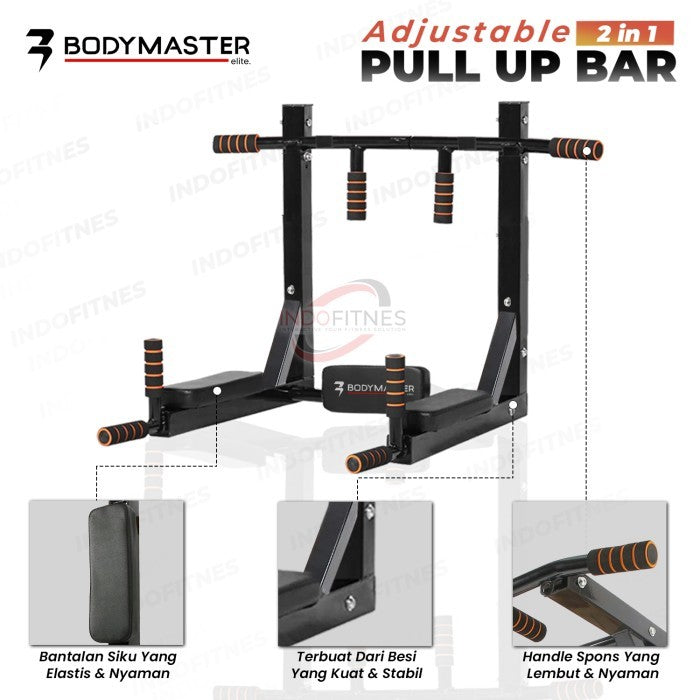 BODYMASTER Adjustable Pull Up Bar BM-P062 Wall Mount Portable Dipping