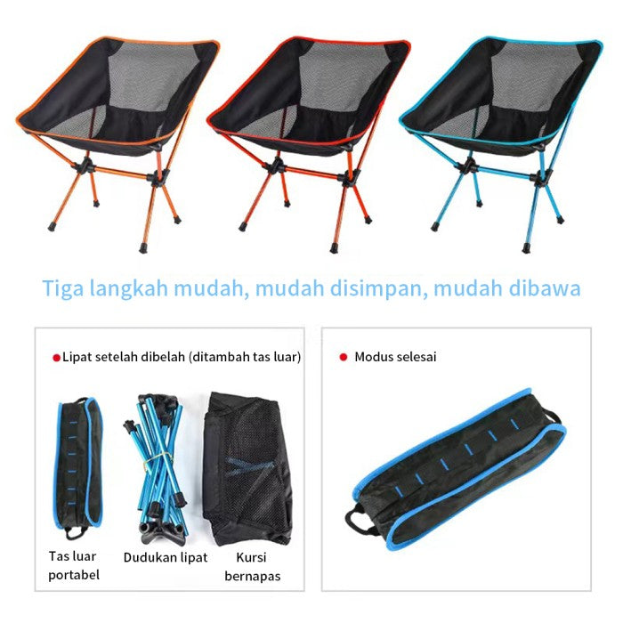 OneTwoFit Kursi Lipat Camping Outdoor Premium Memancing Portable Chair - Merah