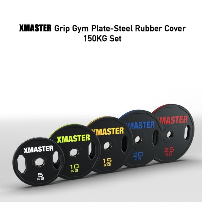 XMASTER Set Bumper Plate CPU 140-150KG Standar IWF IPF CrossFit Powerlifting ROGUE ELEIKO Bahan Bumper & Steel untuk Gym dan Studio Fitness 140KG Set - Steel Ch 150KG