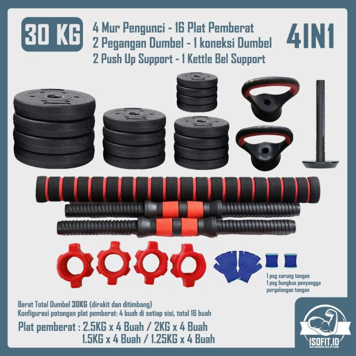 DUMBELL SET / Barbel / Alat Angkat Beban / Alat Fitness - TRI 2IN1-20KG