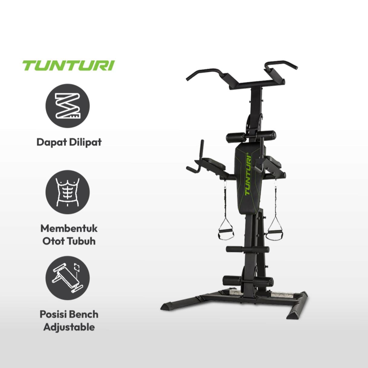 Tunturi Power Tower Pt 80 Hitam Gym Kursi