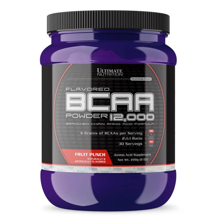 Ultimate Nutrition Flavored BCAA 12,000 suplemen fitness / suplemen gym / suplemen protein penambah massa otot - Fruit Punch, 475 gr