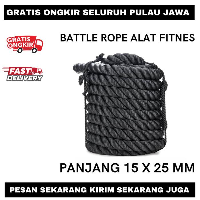 F305A 15M X 25 MM Premium Battle Rope Tali alat Fitness home sport Gym