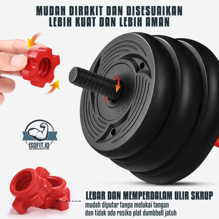 Part Dumbell Set / Dumbell Bar / Gagang Dumbell / Mur Pengunci - Push Up+Kettle