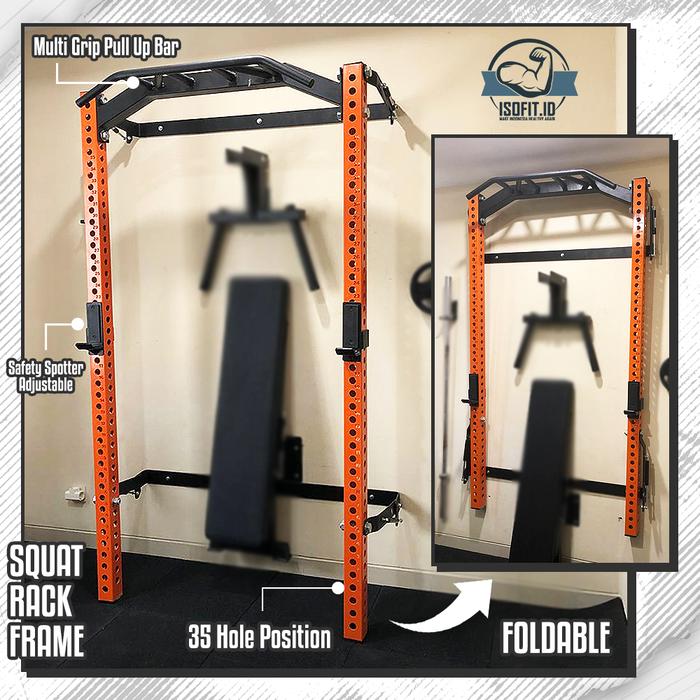 Foldable Pull Up & Squat Rack Climbing Frame / Multifunction Wall Mounted Squat Rack / Squat Rack Lipat Minimalis - HFCR03 DIP BAR