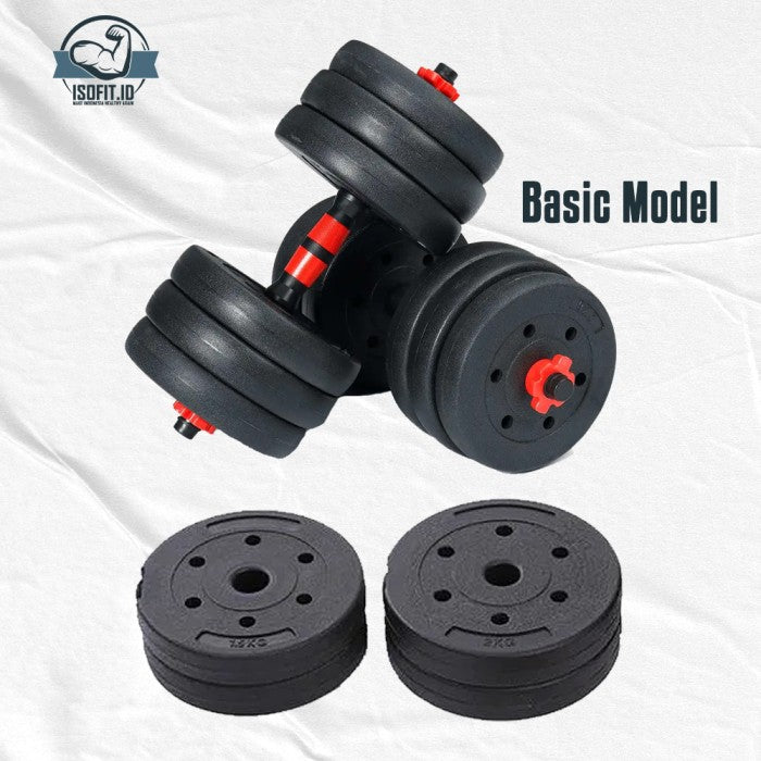 Plat Dumbell Set / Plat Pemberat Dumbell bahan Semen + PVC - ROUND, 3 KG