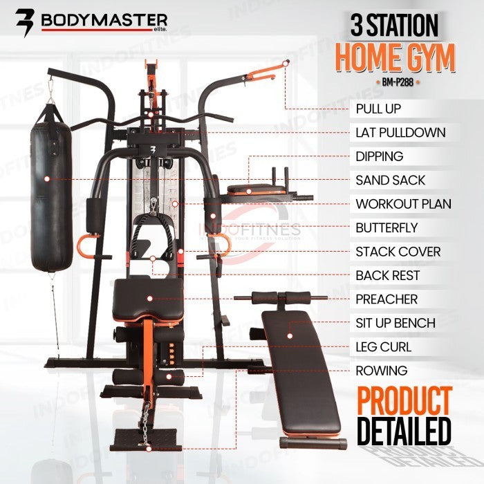 BODYMASTER Home Gym 3 Sisi BM-P288 + Sandsack Homegym Samsak Multi Gym - HOME GYM 3 SISI, TOPED