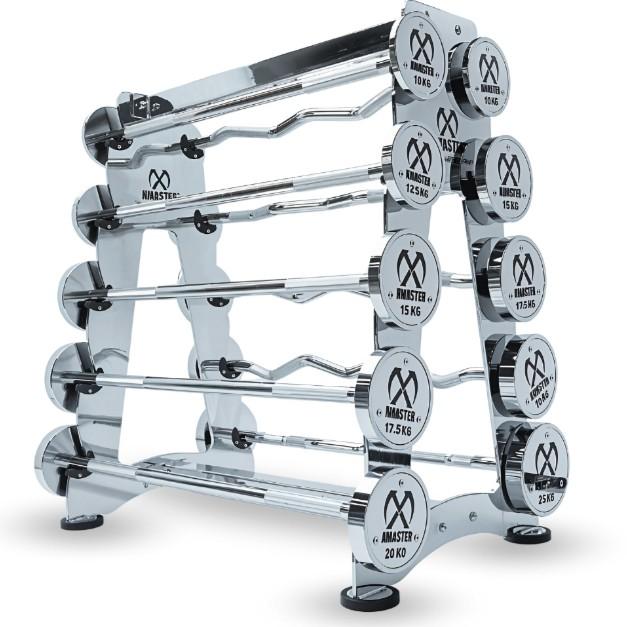 XMASTER Chromed Steel Fixed Straight Curl Barbell Storage Rack Latihan Powerlifting Bodybuilder - Storage Rack - Storage Rack