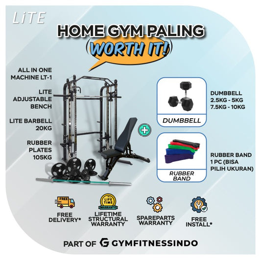 Paket Home Gym LITE LT-1 All in One Machine Paling Worth it! - Dumbbell + Band