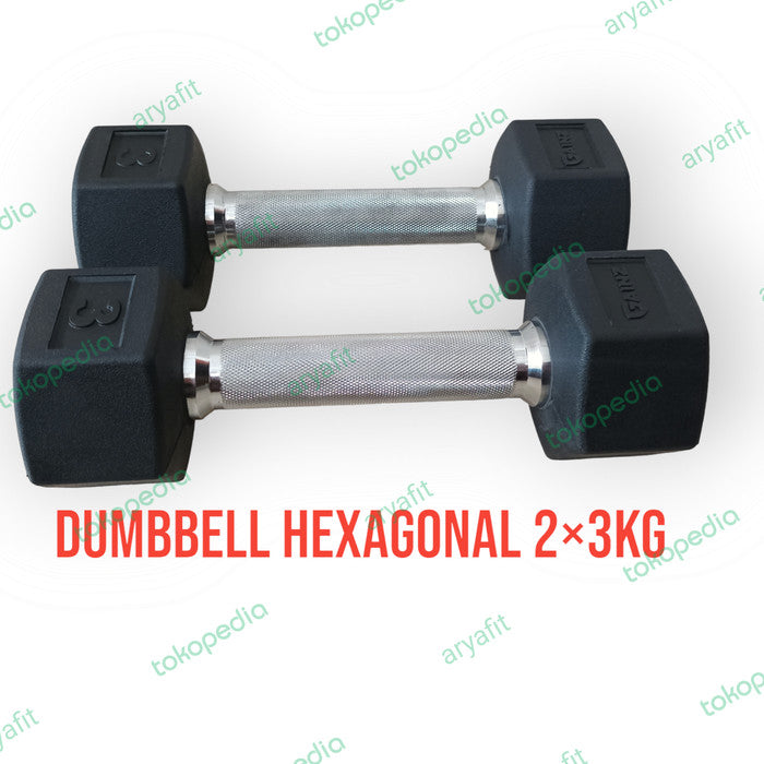 Dumbbell Hexagonal Rubber 2×3kg