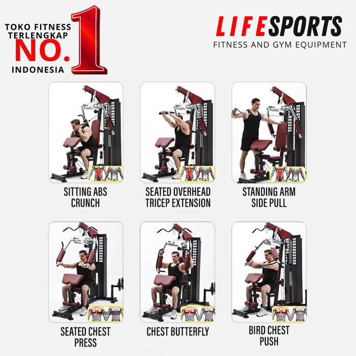Promo Alat fitness Homegym 3 sisi lifesports plus bench Ls 1601 Multigym Home
