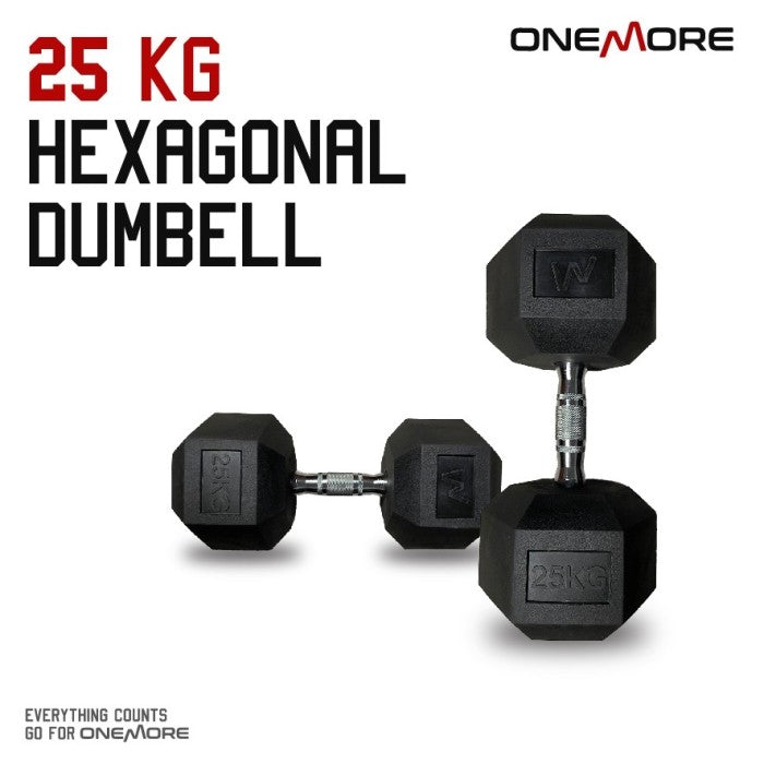 ONE MORE Dumbell Hexagonal 25kg Barbel