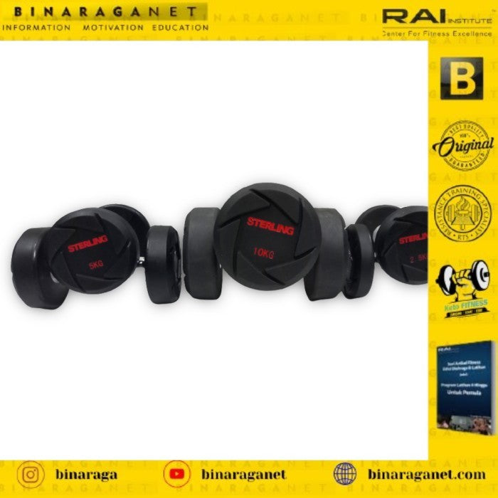 DUMBBELL RUBBER SET STERLING PRO 2,5 KG - 2.5 KG, Hitam