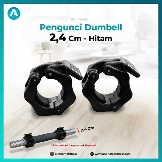 [2.4CM] Pengunci Adjustable Dumbell / Dumbel Collar Lock - HITAM
