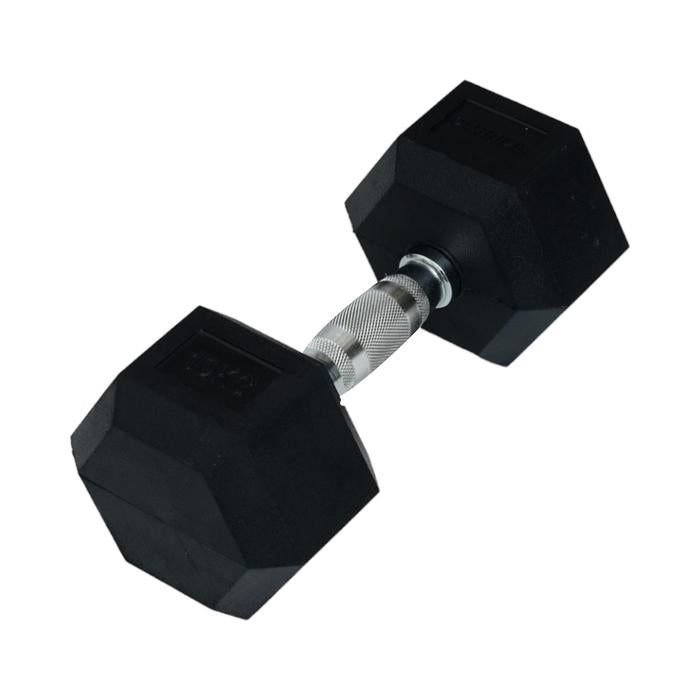 KINETIC DUMBBELL KARET HEXAGONAL 10 KG - HITAM