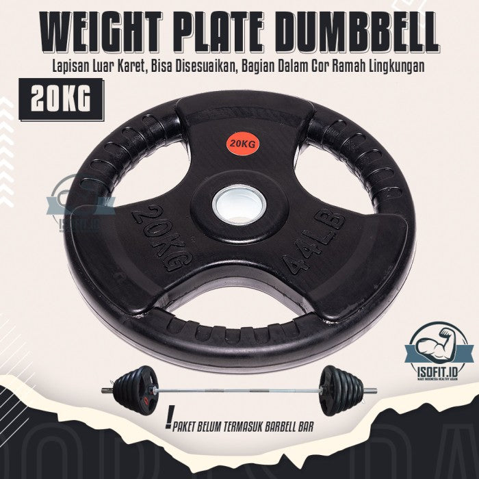 3-Grip Rubberized Weight Plate Barbel / Plat Pemberat Barbel - 2,5KG