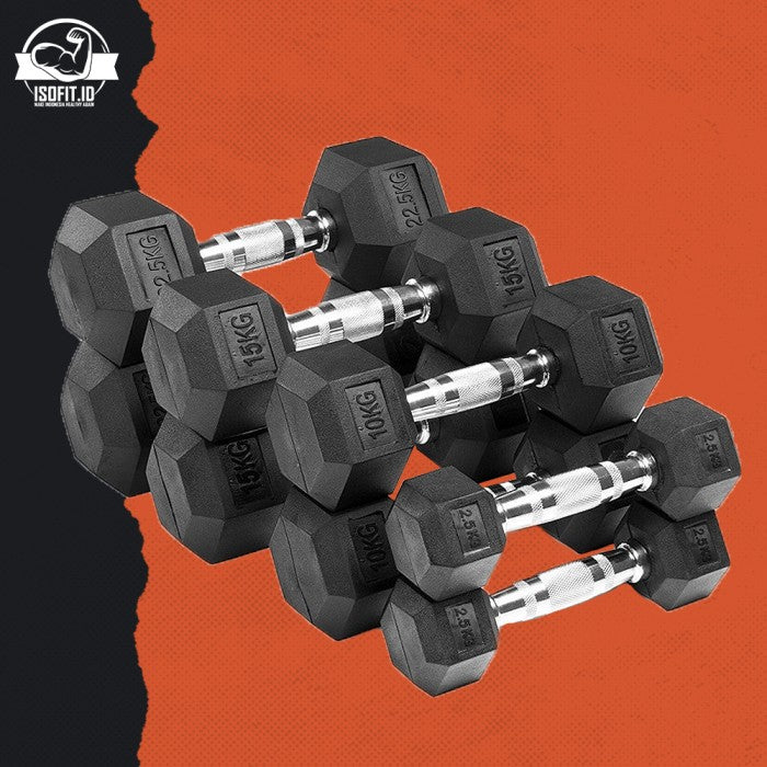 Hex Rubber Dumbell / Barbel Hexagonal Karet - 2,5 KG