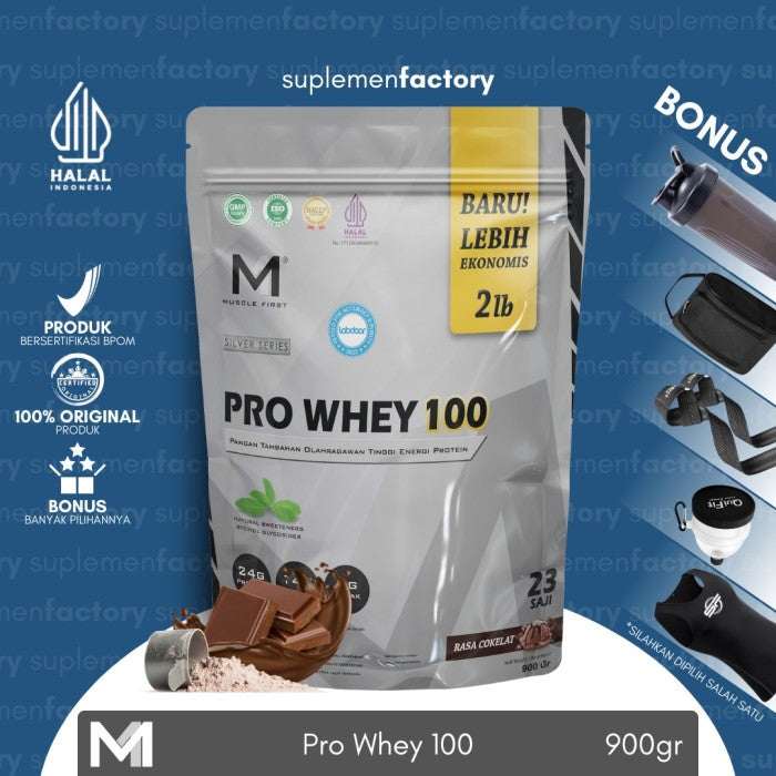 M1 Muscle First Pro Whey 100 2lbs Whey Protein 900gr 25 Serving - Coklat