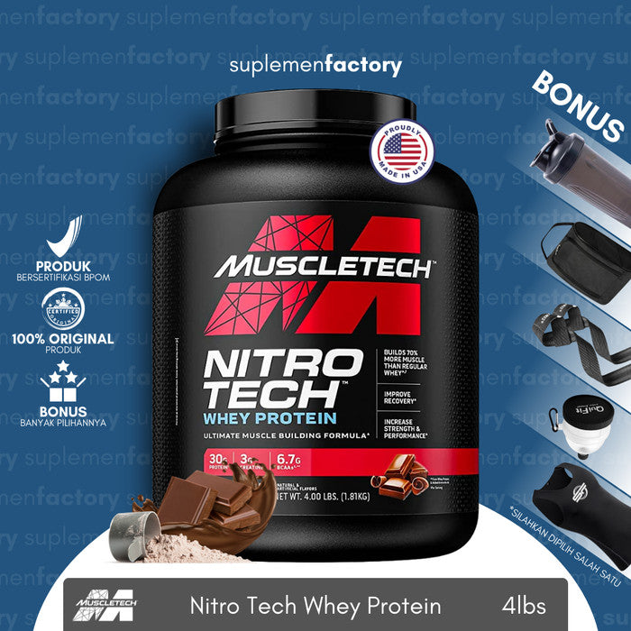 Muscletech Nitrotech Whey 4lbs BPOM Nitro Tech Whey Protein - CookiesCream