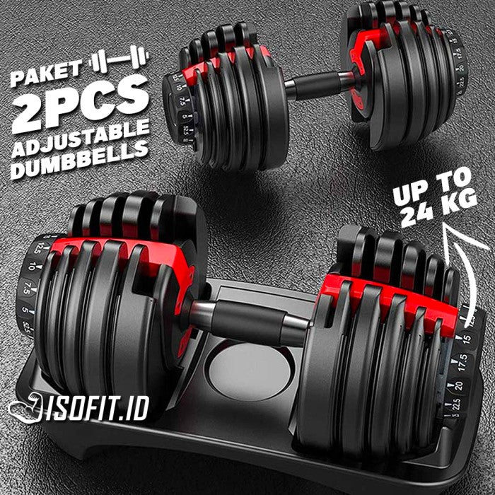 Adjustable Dumbbell Barbell Set Isofit 2.5 KG - 25 KG [PAKET 2 PCS]