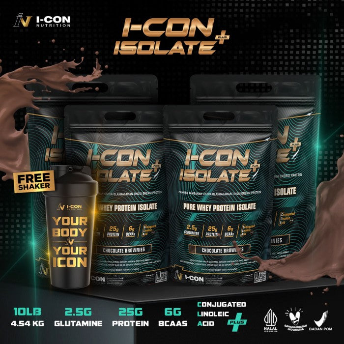 Paket 4 Icon Nutrition Whey Isolate Plus 10 lbs | Nutrisi Fitness - Coklat