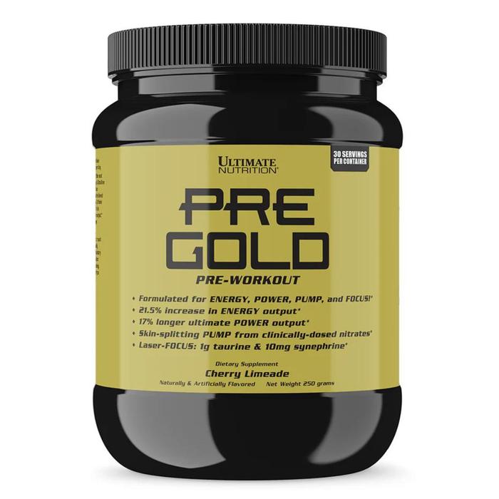 Ultimate Nutrition PreGOLD  suplemen fitness / suplemen gym / suplemen protein - Blue Raspberry, 250 gr