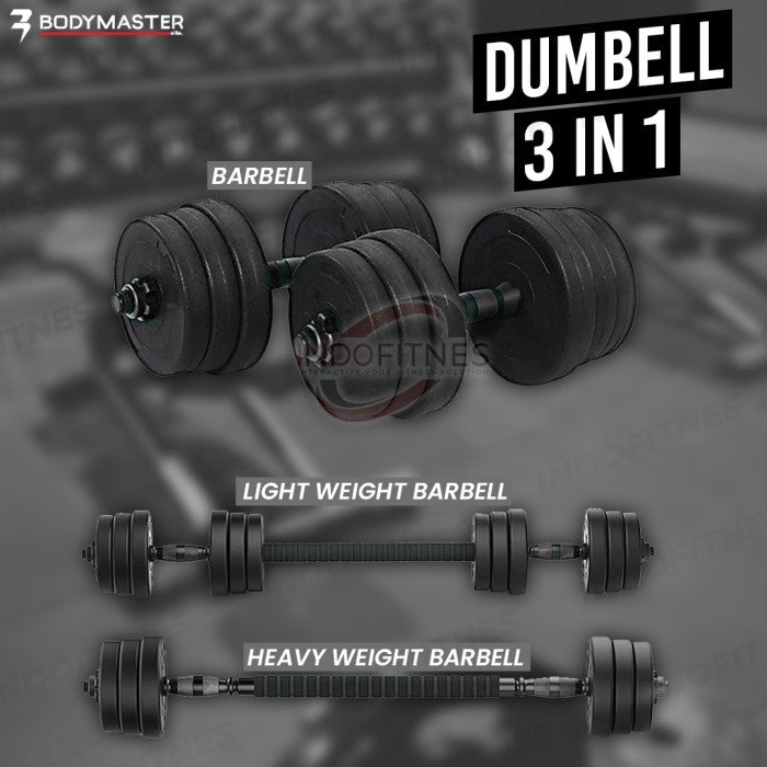 BODYMASTER 40KG BM-A015 Adjustable Dumbell Barbell ABS PVC dumbel - Kettle Handle, BELUM ONGKIR
