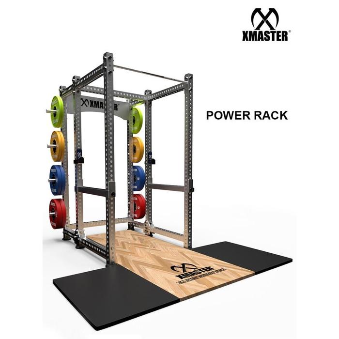 XMASTER Power Half Rack Gym Power Rack Alat Fitness Rak Multifungsi Powerlift Bodybuilding Weightlifting Rack Plate GYM ROGUE ELIKO Chrome 1200 x 1550 x 2300 mm Baja Ringan dengan Finishing Krom Cocok untuk Home Gym dengan Ruang Terbatas - Otot - Chrome
